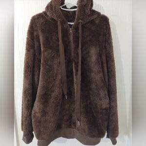 Cozy Brown Faux Fur With Pockets Hoodie